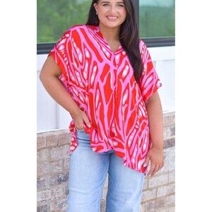 Adrienne Pink & Red Willow Top